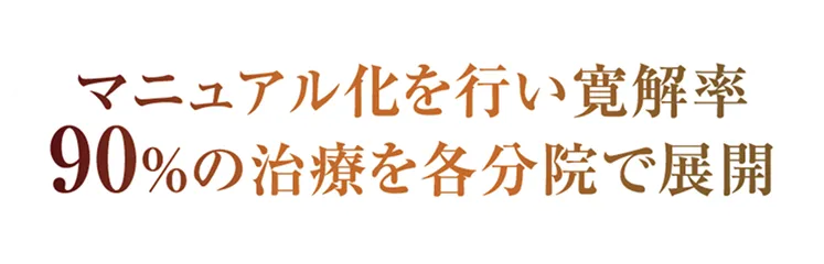 マニュアルを行い寛解率90%の治療を各分院で展開